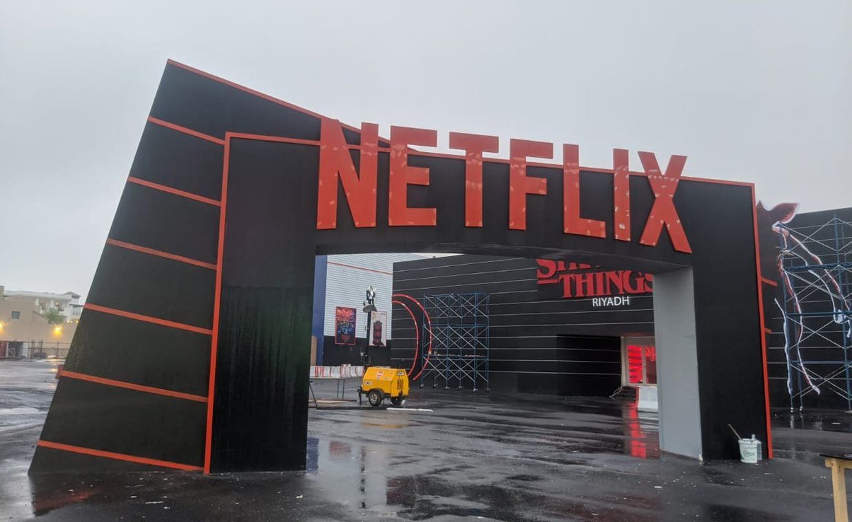 Large themed entrance structure built for a public event